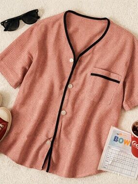 FREE W 2 + items  Vintage Bowling Shirt Retro top